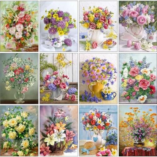 EverShine Diamond Mosaic Flowers Cross Stitch Diamond Painting Peony Rhinestones Art Vase Sale Handmade Hobby Gift Home Decor