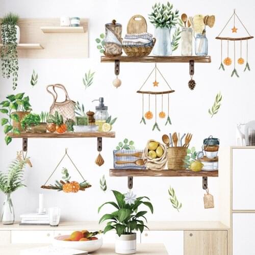 Potted Plants Wall Stickers Flowers Bedroom Living Room Backdrop Wall Decor Floral Pendant Kitchen Sticker Home Office Decor Art
