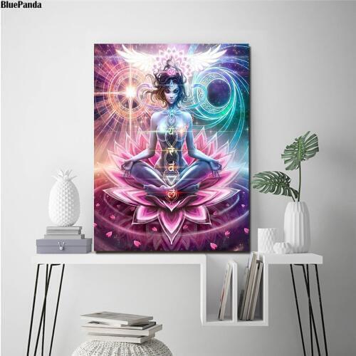 Buddha Cartoon Vintage Poster Art Canvas Print Wall Picture Modern Painting For Living Room Home Decoration