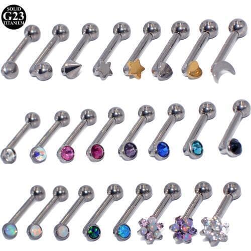 1PC G23 Titanium Christina Vertical Hood Piercings CZ Gem Opal Flower Internally Threaded Clitoris Ring Sexy piercing jewelry