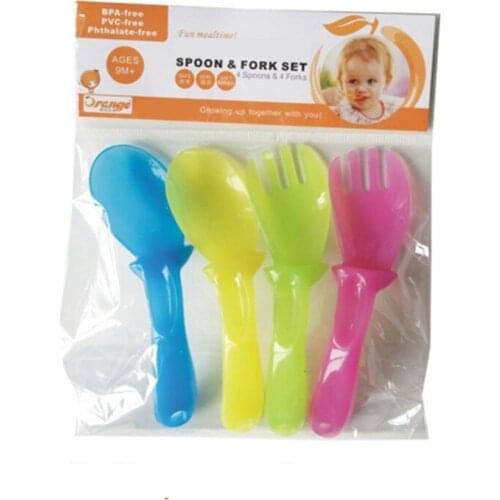 4 Pcs Baby Feeding Spoon High Quality PP Baby Spoon Bending Flatware Lovely Gifts For Baby Kids