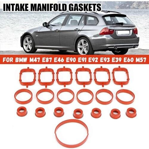 20PCS Car Rubber Intake Inlet Manifold Seal Gasket Repair Kit For BMW E87 E46 E90 E91 E92 E93 E39 E60 M57 11617790198