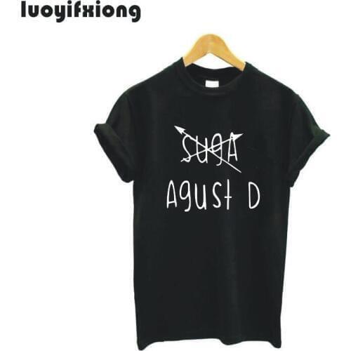 Luoyifxiong Agust D T-Shirt Women 2021 Summer Casual Letter T Shirt Women Shirts Short Sleeve Tee Shirt Femme Camisetas Mujer