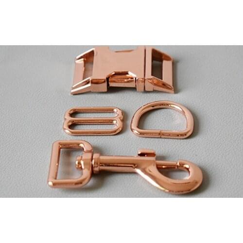 50 sets metal buckle 8 button D ring metal dog clasp set for 25mm webbing metal DIY Dog Collar Leash Set Metal Accessories