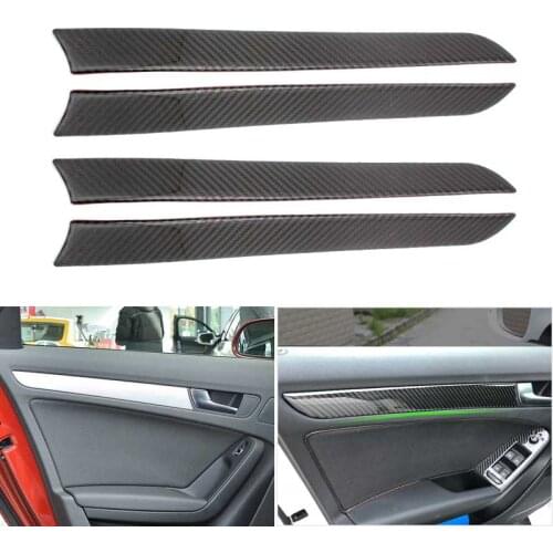 Mutips Carbon Fiber Window Door panel sticker Trim Cover Copilot Inner 4PCS frame accessories for Audi A4 B8 A5 Q5 2009-2016