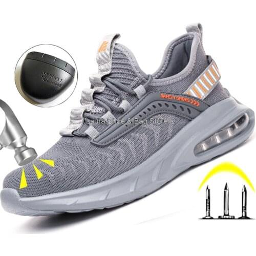Air Cushion Men Breathable Safety Shoes Steel Toe Kevlar Indestructible Work Safety Boots Male Industrial Work Shoes Men Boots