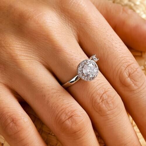 New Simple Girl Silver Color Metal Opening Adjustable Rings for Women Bohemian Green Crystal Rhinestone Ring Party Jewelry Gift