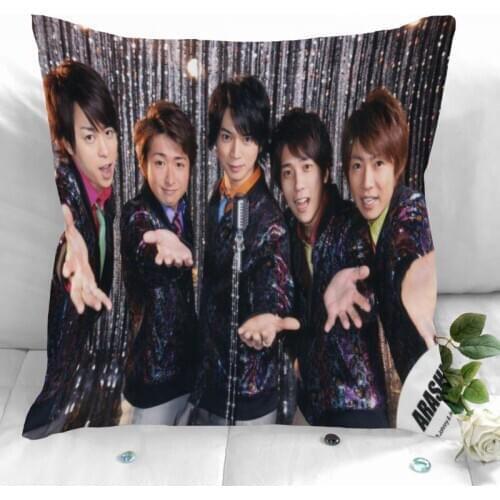 New Custom Arashi Pillowcases Printed Square Silk Pillowcase Home Decorative zipper Satin Pillowcases (One Side)