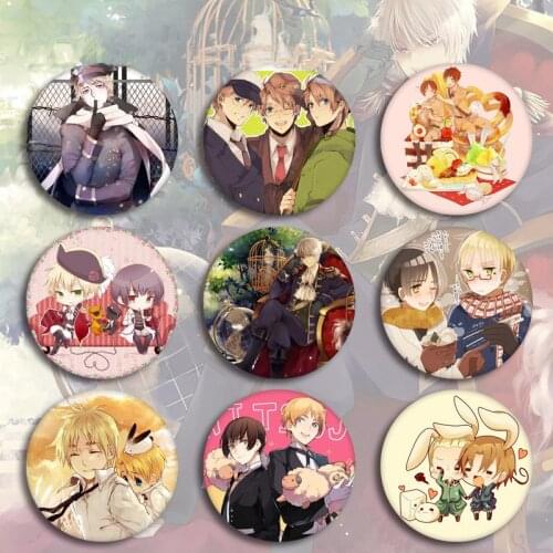 New Arrival Anime Badge Hetalia Tinplate APH Italia Cute Brooch Label Pin Backpack Decoration for Friends Gift