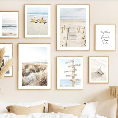 Dandelion Reed Starfish Conch Beach Grass Wall Art Canvas Painting Nordic Posters And Prints Wall Pictures For Living Room Decor