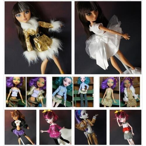 Wholesale High recommended 1/6 Doll Casual Clothes Dress Fashion Denim Suits Mixed Styles Clothing Dresses For Monster Dolls