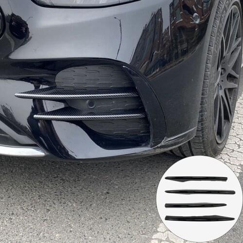 For Mercedes Benz E Class W213 E260 E53 2021 Carbon Fiber Front Fog Light Decoration Strips Cover Trim Bumper Grille