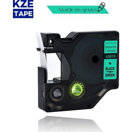 Dymo d1 6mm 43619 black on green label tapes Ribbon compatible Dymo D1 label printer for Dymo Label Printer DYMO LM160 LM280