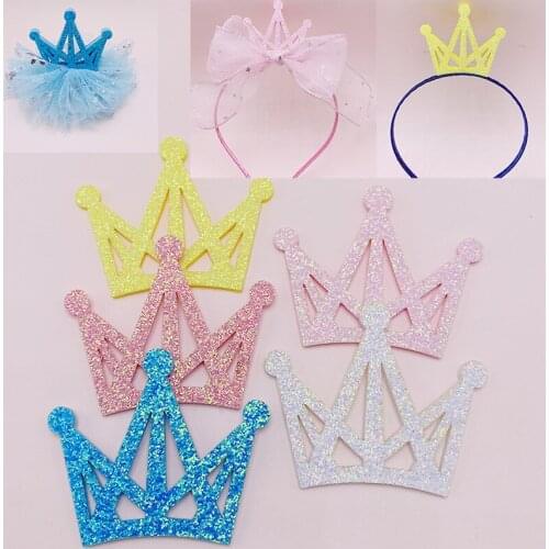 Sew on 5*4cm 20pcs/lot crown Padded Patches Appliques For Clothes DIY Childrens hair Decoration