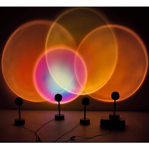Rainbow Projection Lamp Led Sunset Projector Lamp Romantic Visual Night Light USB Floor Lights for Room Decorative Lighting