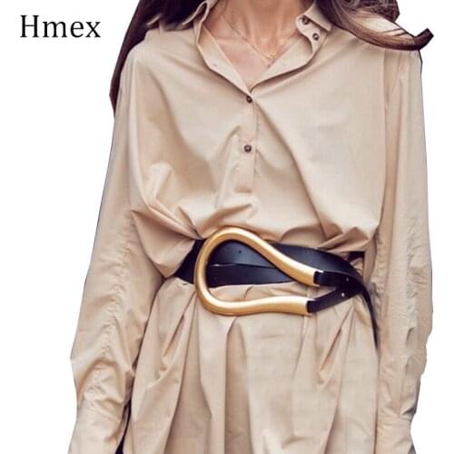 Luxury Designer Leather Metal Gold U-shaped Pin Buckle Belts High Quality Double Waist Belt Banquet Dress Decorative Ladies Belt