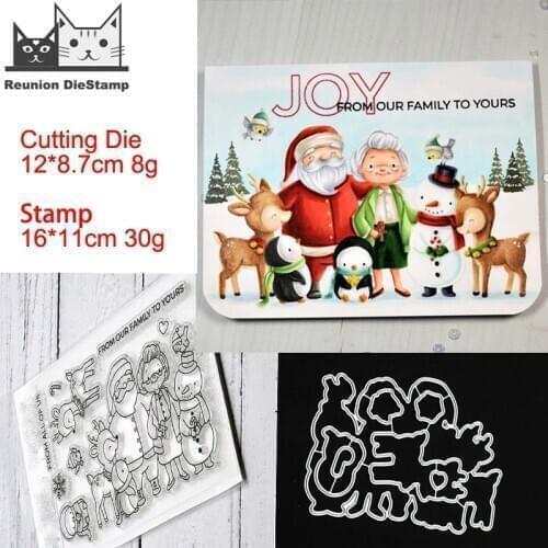 Reunion Santa Claus and Reinde Metal Cutting Dies and Stamps Stencil for DIY Scrapbooking Photo Album Embossing Paper Cards New