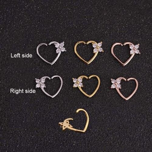 1 PCS Simple Fashion Love Hollow Heart CZ Flower No Piercing Ear Cuff Clip Earring Women Trendy Cute Double Side Copper Earrings
