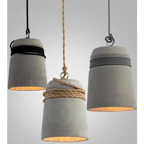 Nordic Loft Retro Concrete Pendant Lamp Vintage Bar Restaurant Bedside Simple Cement Hanging Lights Home Decor 110V 220V