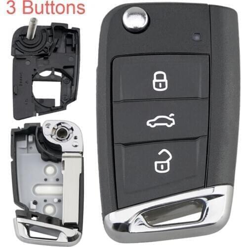 3 Button Car Styling Flip Folding Key Fob Smart Shell For Golf 7 MK7 Skoda Octavia A7 Seat