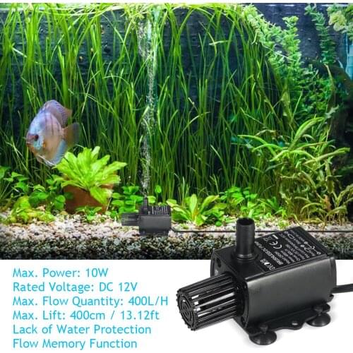 Ultra-quiet Mini DC12V 10W 400L/H Lift 400cm Brushless Water Pump Female Submersible Fountain with Flow Adjustment Function