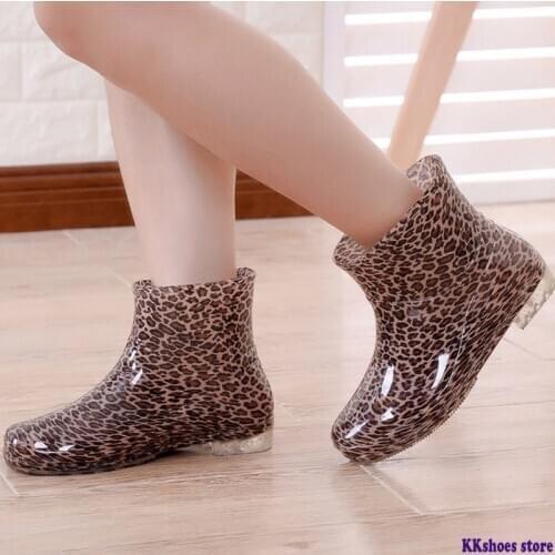 Rain Boots Women Waterproof Ankle Boots Female Rain Shoes Sexy Leopard Ladies Autumn/winter Boots 2021 Fashion