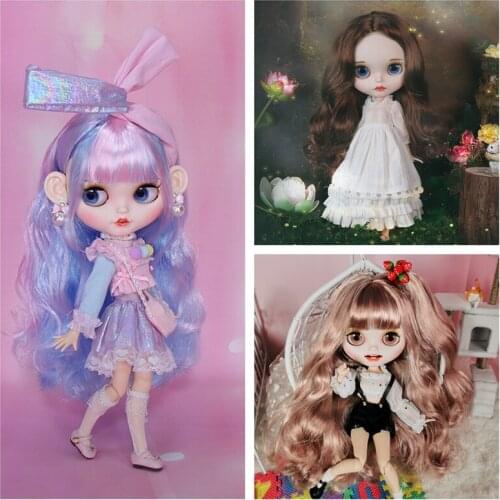 1/6 Scale Makeup Blyth 30cm Princess Dress Up Doll With Clothes Wig Full Set 19 Joint Body Girl DIY Toys Vinyl Simulation Model