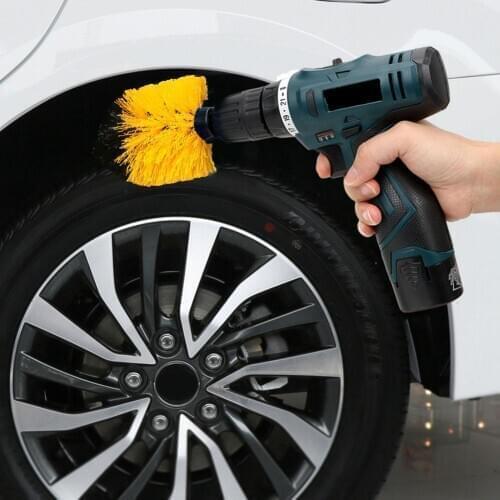 4Pcs/Set Car Floor Washing Hard Bristle Brush Electric Drill Brush Kit Cleaning Brush Car Tires Nylon Brushes Scrubber Drill