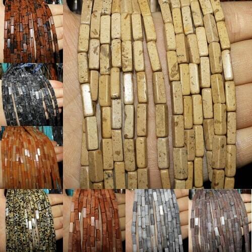 4x13mm Cuboid Shaped Natural Semi-precious Stone Loose Beads Strand 38 Colors for Choice DIY for Making Necklace Bracelets