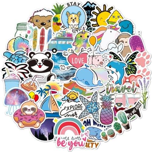 50PCS Cartoon Cute Small Fresh Suitcase Graffiti Notebook Hand Account Decoration Waterproof Sticker Toy Wholesale
