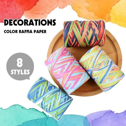 80Meter Colorful Natural Raffia Straw Yarn Ribbon For Gift Wrapping Box Bouquet Decor Baking Box Packing Party Candy Gift Rope