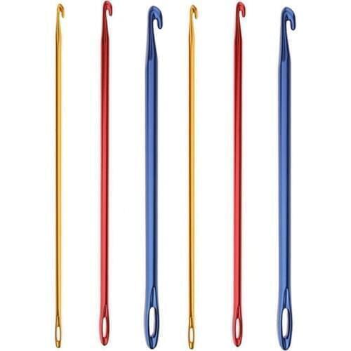 Afghan Aluminium Needles For Knitting DIY Tunisian Crochet Hooks Hand Knit Tool With an Eye Knitting Sewing Needles(2.75-6.0mm)