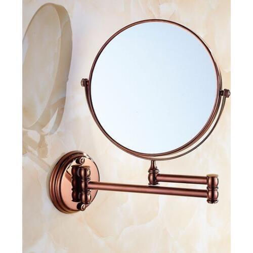 Antique bathroom folding makeup sided mirror retractable folding magnifier beauty mirror Rose gold