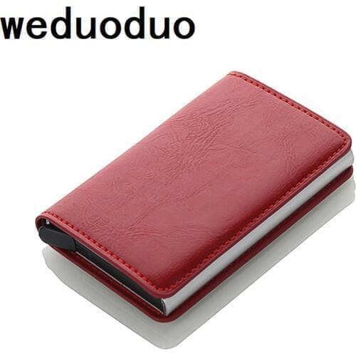 Antitheft Card holder Rfid Blocking Wallet Metal Credit Card Holder Automatic Vintage Aluminum Wallet PU Leather rfid wallet