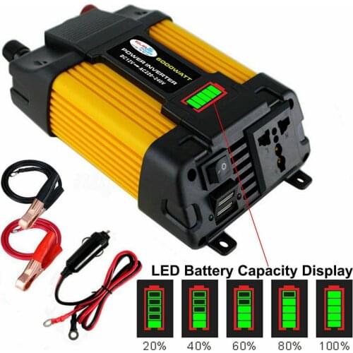 6000W Car Power Inverter LED Voltage Capacity Display Transformer Converter 12V To 110V/220V Dual USB Inverter ForCar Appliances