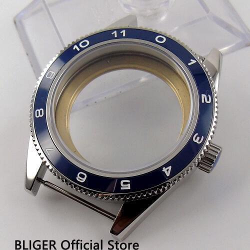 Sapphire Crystal 41mm Blue Ceramic Bezel Stainless Steel Watch Case Fit For ETA 2836 Miyota 821A Automatic Movement C71
