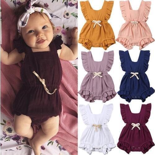 PUDCOCO Newborn Baby Girl Boy Summer Ruffle PP Cotton Rompers Hot play Party Gift Kids Jumpsuit Outfits Cute Baby Clothes 0-24M