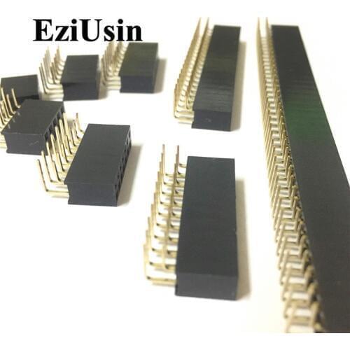 2.54mm R/A Double Row Female 2~40P PCB Board Right angle Pin Header socket Connector Pinheader 2*/4/6/10/20/40Pin For Arduino