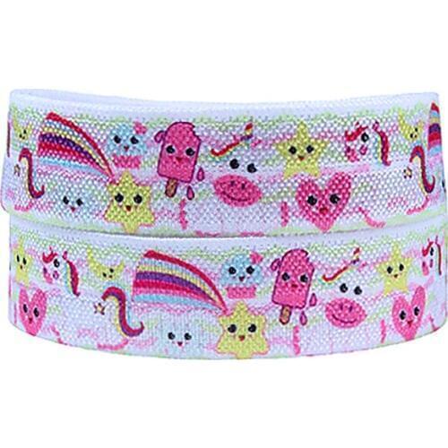 FLRA FOEValentine foe heart and ice cream printed elastic ribbon