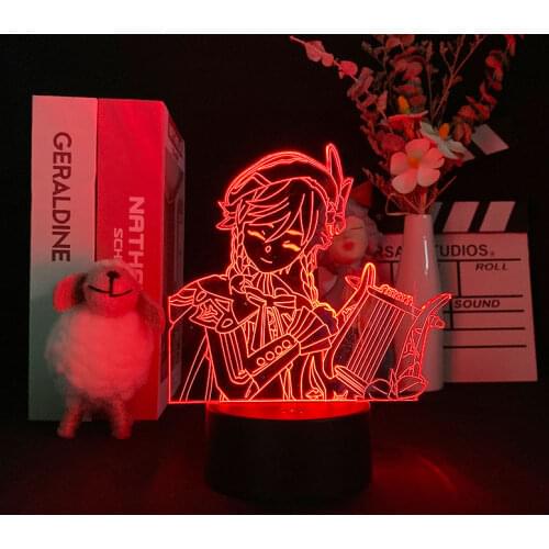 Game Genshin Impact Figurine 3D View Nightlight Table Lamp Cool Kids Bedroom Decor Gaming Room Computer Desktop Setup Backlight