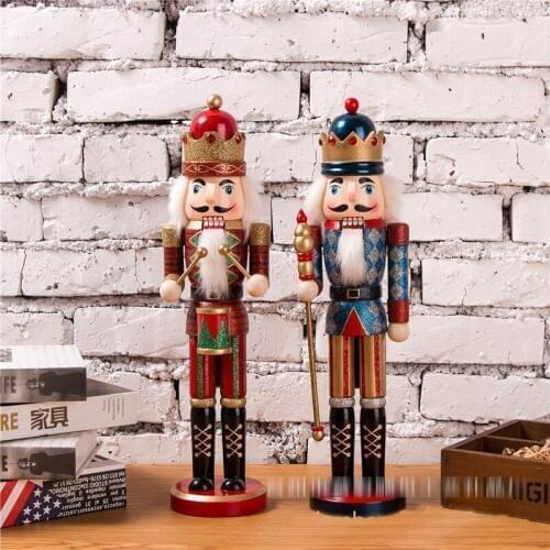 Toy 38CM exquisite walnut painted shiny soldier nutcracker ornaments puppets novelty Christmas gift wooden painted crafts HT063