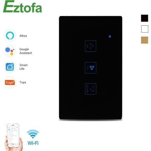US Standard Fan Speed Control Touch Switch Wifi Smart Deluxe Crystal Panel Switch Tuay App Remote Control Wireless Switch
