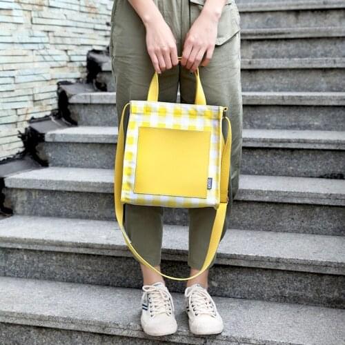 Korean Casual Handbag Women Plaid Large-capacity Canvas Bag Women Crossbody Bags Ladies Shoulder Bag For Women 2020 Bolso Mujer