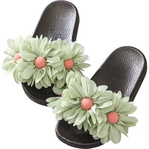 Summer girls slippers sandals with flower fashion children footwear shoes kids baby girls beach slippers soft princess shoes