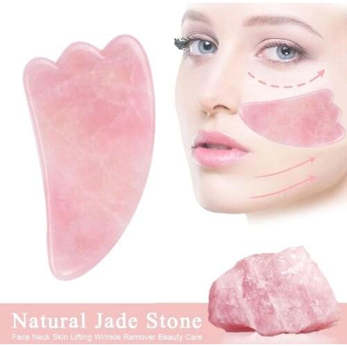 Natural Jade Gua Sha Stone Board Massage Rose Quartz Guasha Plate for Face Neck Back Body Jade Face Massager Scrapers Tools