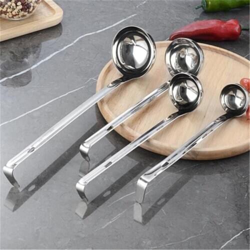 1pc Thick Stainless Steel With Hook Ounce Measuring Spoon Hot Pot Spoon Soup Kitchen Cooking Tool