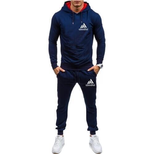 Mens casual suit hoodie sportswear plus spring and autumn fitness running jogging sports trousers two-piece fashion streetwear