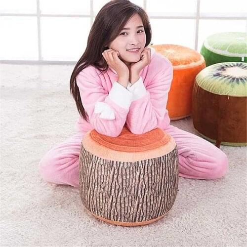 Inflatable Stool Thickening Cotton Cover Cartoon Plush 3D Fruit Pouf Chair Lovely Inflatables Stools Birthday Present