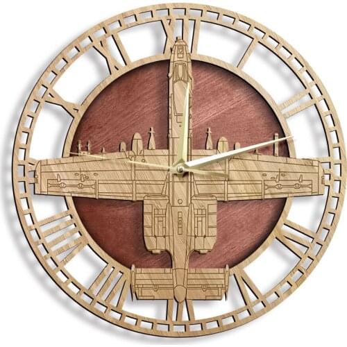 A-10 Thunderbolt II Warthog Jetfighter Wooden Wall Clock United States Air Force Vehicle Silent Non ticking Rustic Wall Clock