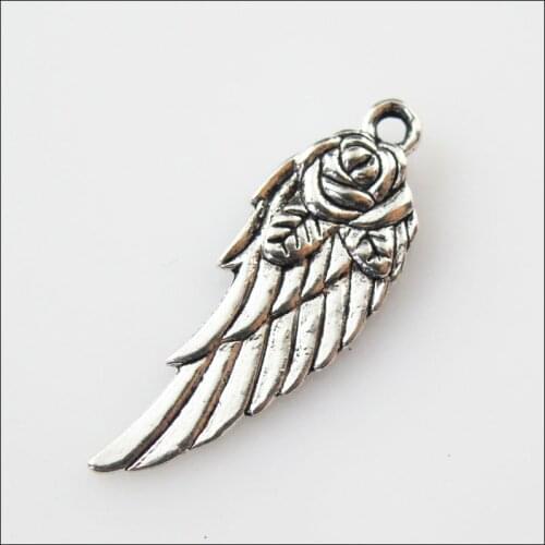New 15Pcs Tibetan Silver Color Flower Wings Charms Pendants 11x35mm